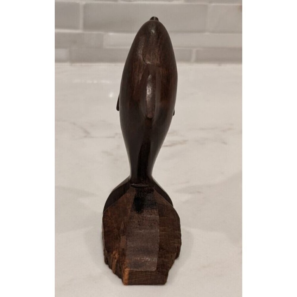 Vintage Ironwood Hand Carved Dark Brown 3" Dolphin Statue Figure - Picture 4 of 7